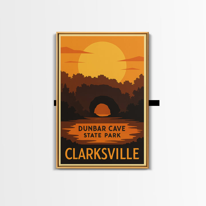 Clarksville Travel Poster, Canvas Print, Warm Sunset Silhouette Art, Clarksville Wall Art, Modern Wall Decor, City Illustration