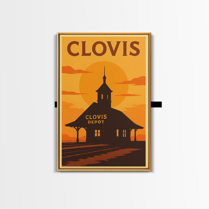 Clovis California Travel Poster, Canvas Print, Golden Travel Poster Art, Clovis Wall Art, Wall Decor, City Art Print, Wanderlust Decor