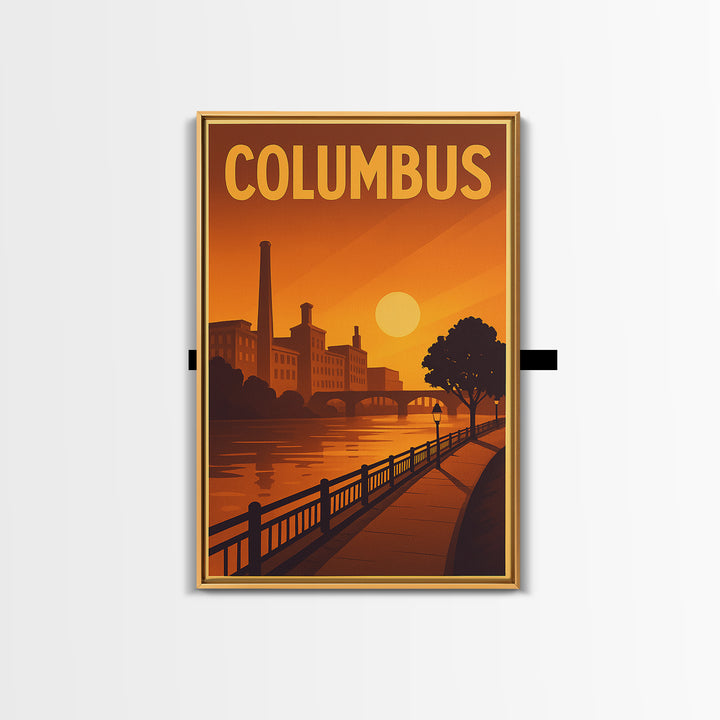 Columbus Ohio Travel Poster, Canvas Print, Vintage Deco Wall Art, Columbus Art Print, Travel Art Print, Gift For Travelers, Travel Print
