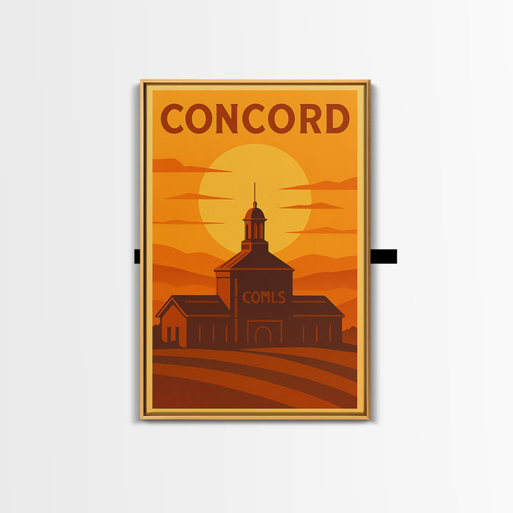 Concord California Travel Poster, Canvas Print, Warm Sunset Silhouette Art, Concord Poster Print, Travel Poster Art, City Illustration