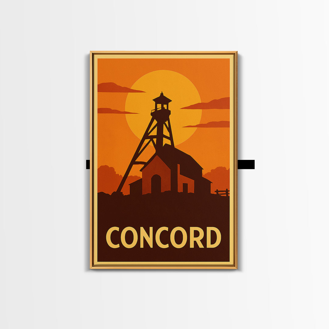 Concord Travel Poster, Canvas Print, Golden Travel Poster Art, Concord Art Print, Travel Wall Art, Travel Poster Art, Travel Art Print