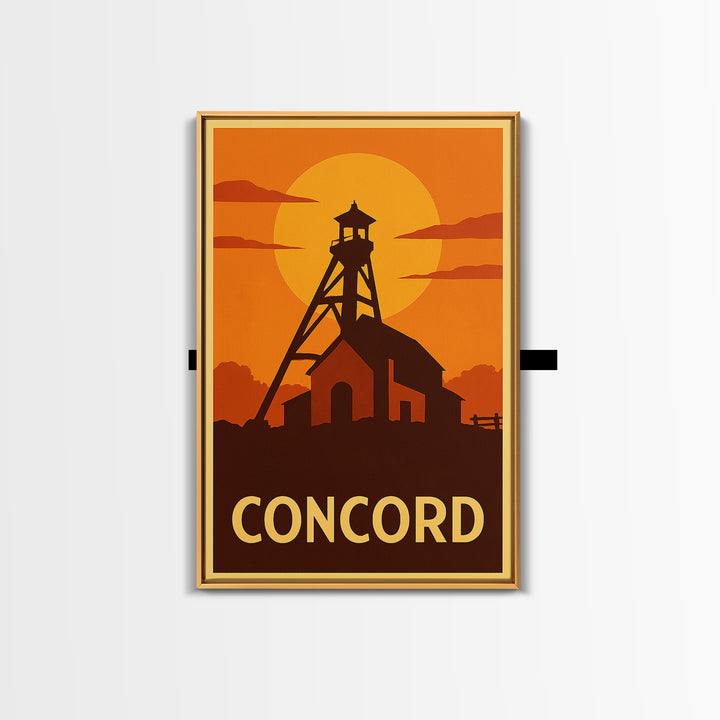 Concord Travel Poster, Canvas Print, Golden Travel Poster Art, Concord Art Print, Travel Wall Art, Travel Poster Art, Travel Art Print