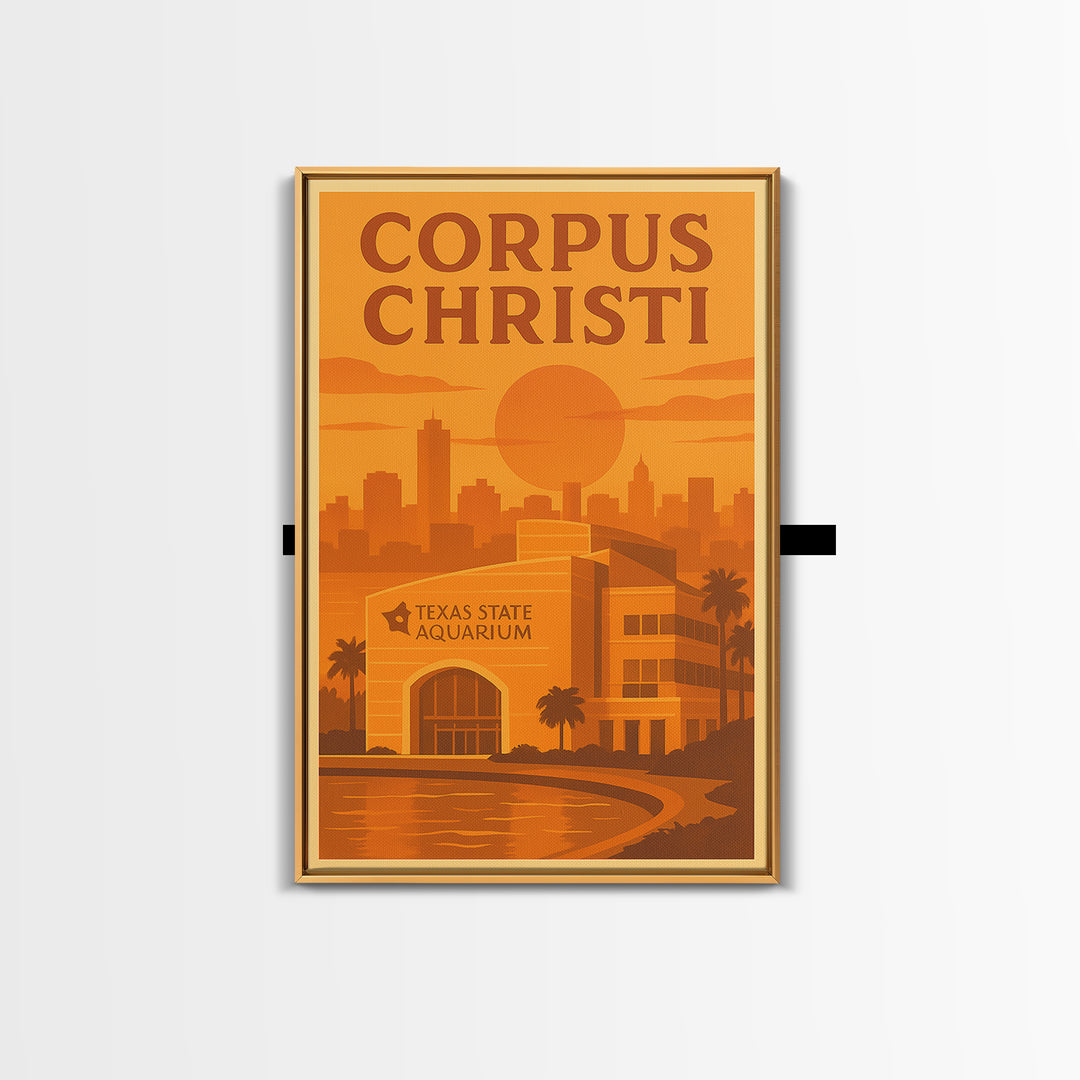 Corpus Christi Texas Travel Poster, Canvas Print, Gold Art Deco Poster Art, Corpus Christi Poster Print, Travel Poster Art, Travel Gift