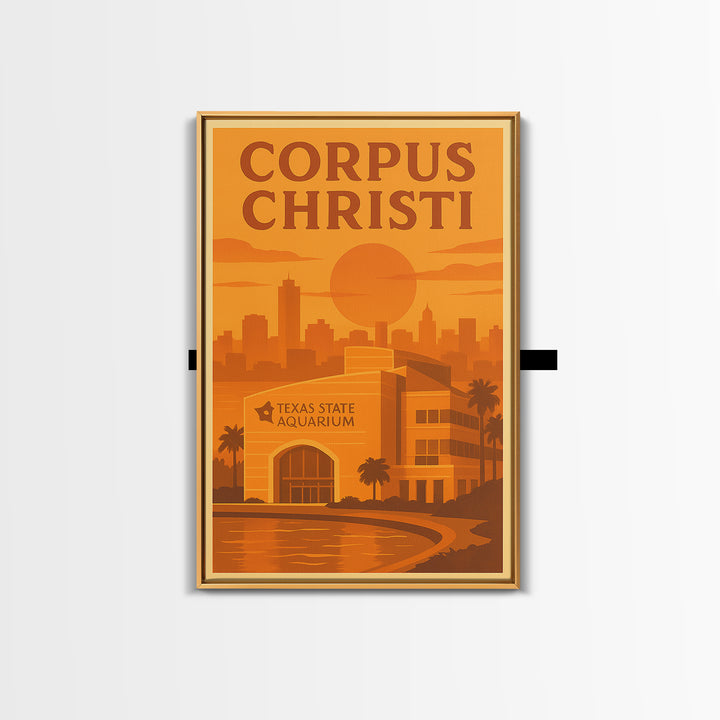 Corpus Christi Texas Travel Poster, Canvas Print, Gold Art Deco Poster Art, Corpus Christi Poster Print, Travel Poster Art, Travel Gift