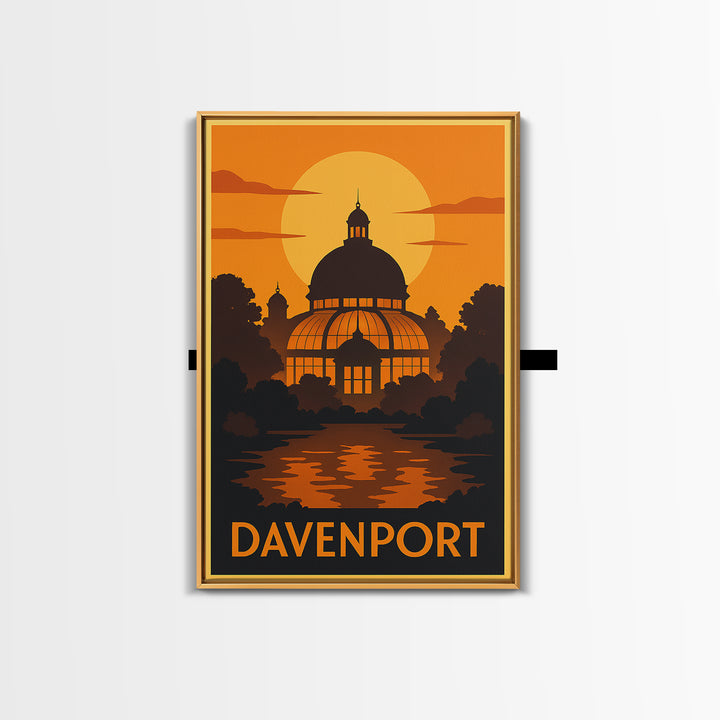 Davenport Iowa Travel Poster, Canvas Print, Golden Travel Poster Art, Davenport Poster Print, Travel Poster Art, Modern Wall Decor, Wall Art