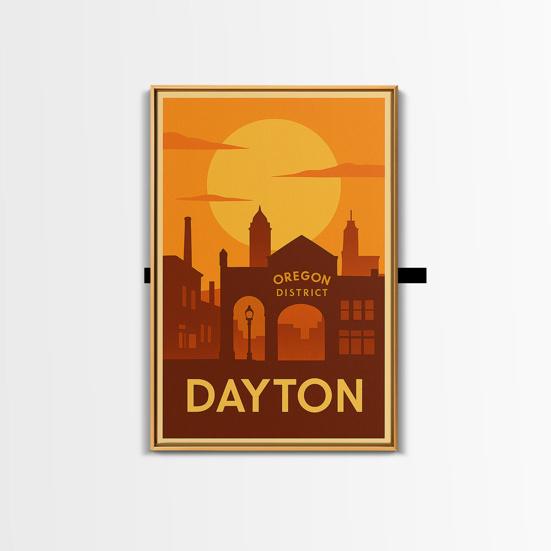 Dayton Travel Poster, Canvas Print, Vintage Deco Wall Art, Dayton City Art, Mid Century Wall Art, Travel Art Print, Gift For Travelers