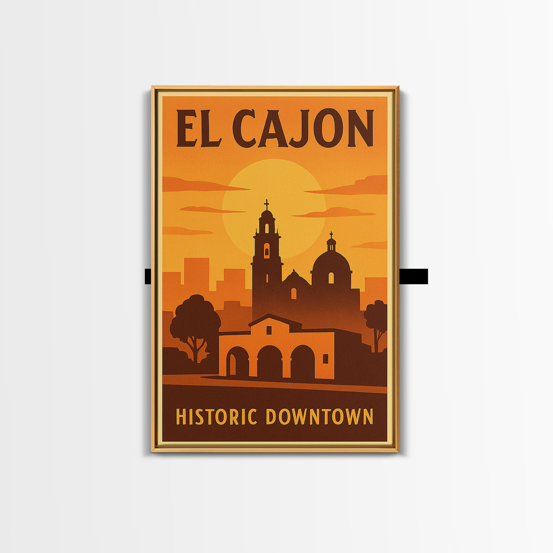 El Cajon California Travel Poster, Canvas Print, Vintage Deco Wall Art, El Cajon Art Print, City Poster, Travel Wall Art, Retro Travel Print