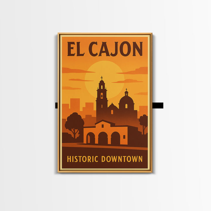 El Cajon California Travel Poster, Canvas Print, Vintage Deco Wall Art, El Cajon Art Print, City Poster, Travel Wall Art, Retro Travel Print
