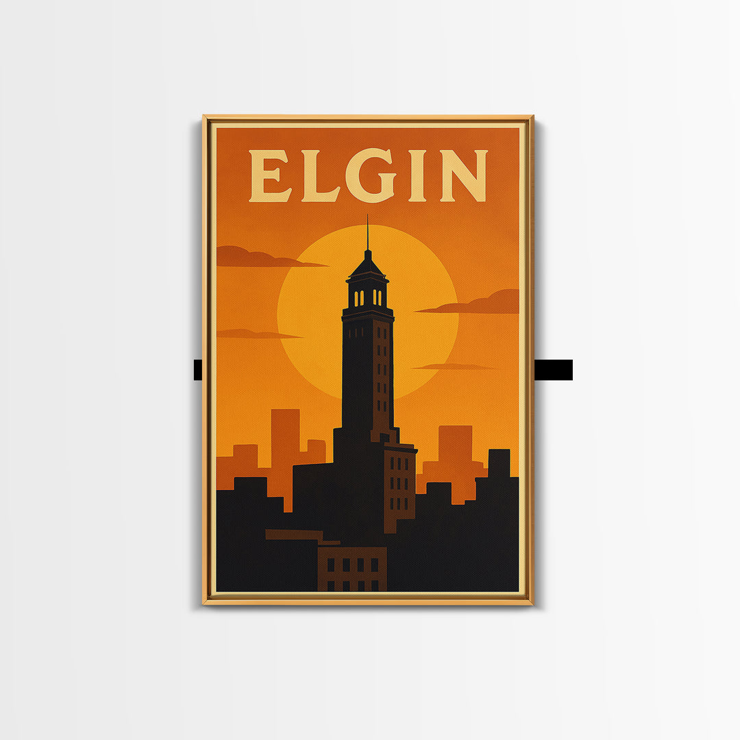 Elgin Travel Poster, Canvas Print, Golden Travel Poster Art, Elgin Poster Print, Retro Travel Print, Travel Poster Art, Travel Wall Decor