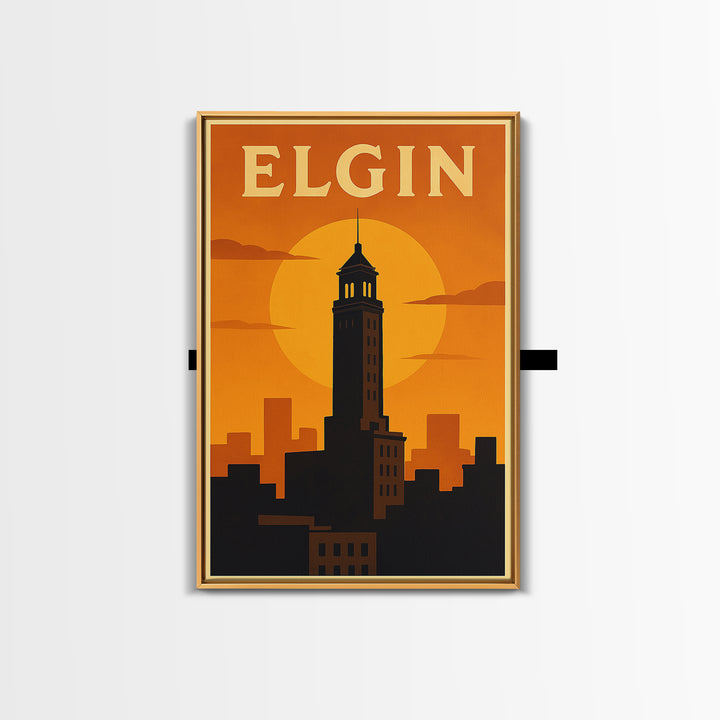 Elgin Travel Poster, Canvas Print, Golden Travel Poster Art, Elgin Poster Print, Retro Travel Print, Travel Poster Art, Travel Wall Decor