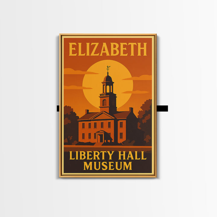 Elizabeth New Jersey Travel Poster, Canvas Print, Gold Art Deco Poster Art, Elizabeth Travel Art, Art Print, Travel Wall Art