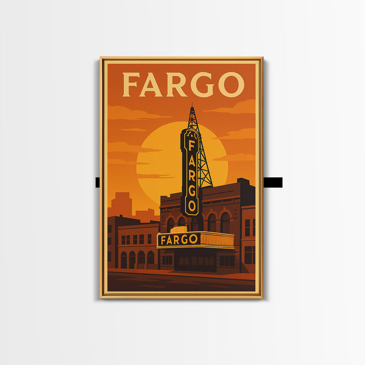 Fargo North Dakota Travel Poster, Canvas Print, Golden Travel Poster Art, Fargo Art Print, Travel Poster Set, Wall Art, Home Office Decor