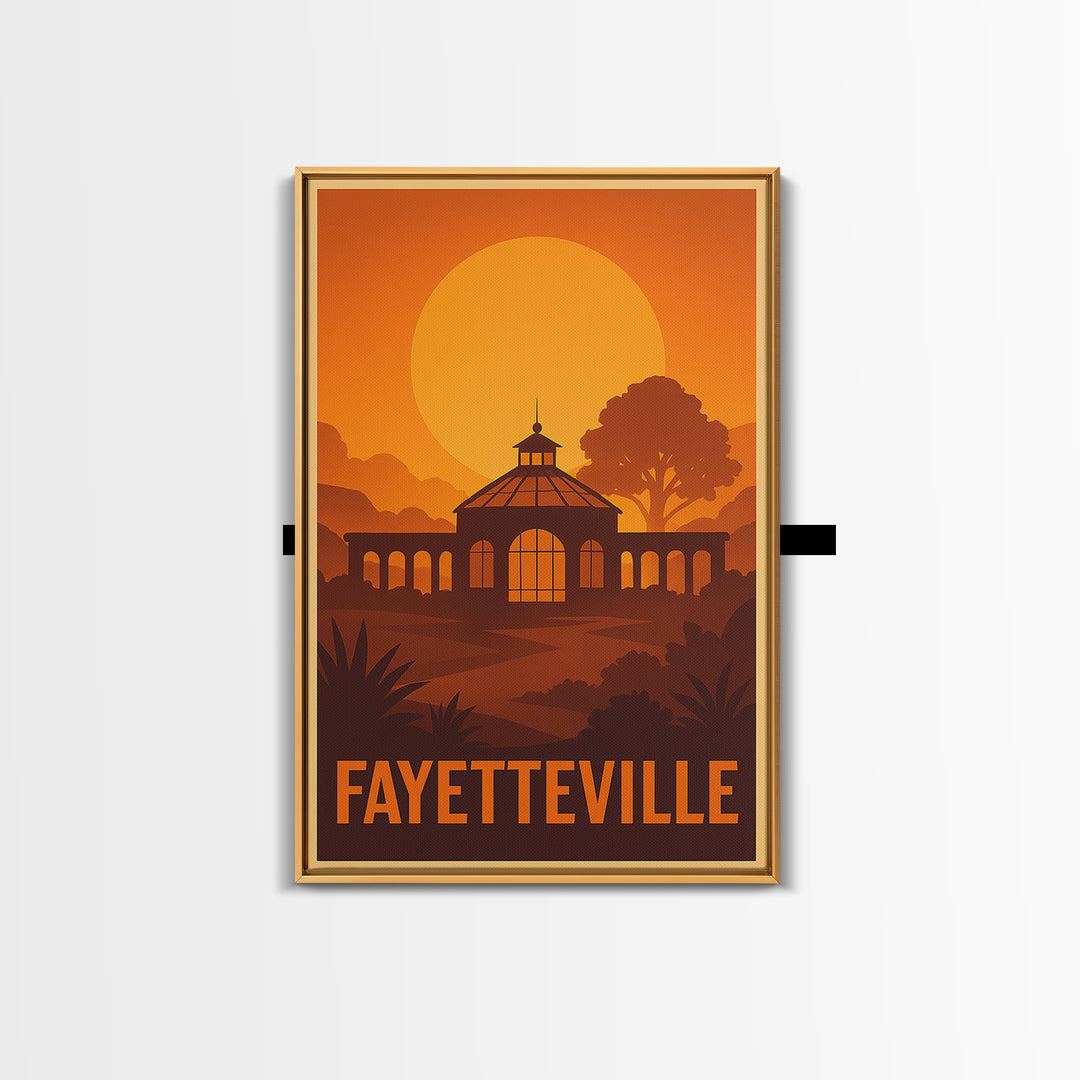 Fayetteville Travel Poster, Canvas Print, Warm Sunset Silhouette Art, Fayetteville Art Print, Travel Wall Art, Retro Travel Print