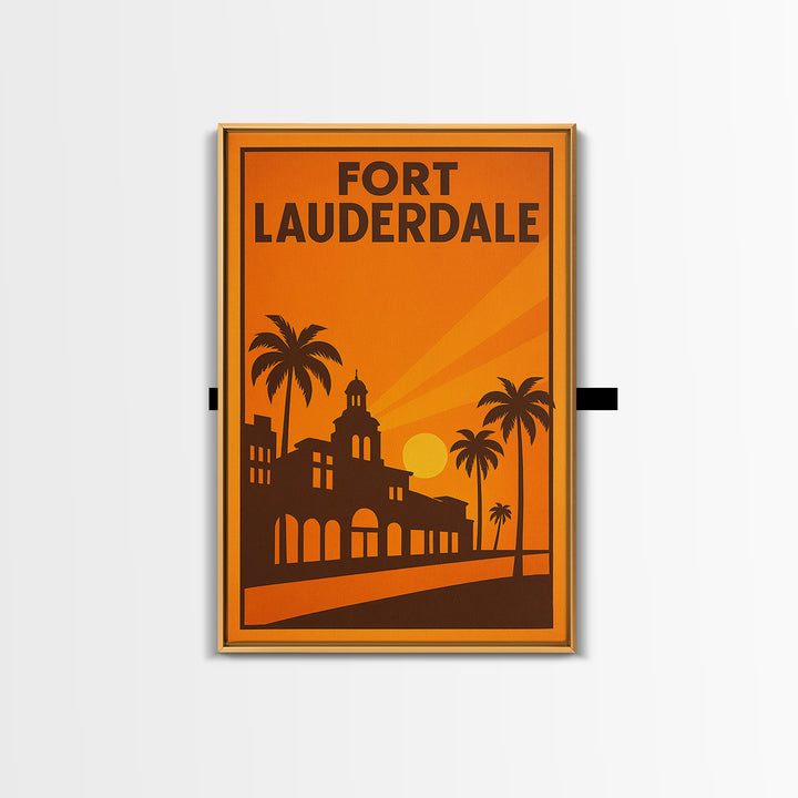 Fort Lauderdale Florida Travel Poster, Canvas Print, Golden Travel Poster Art, Fort Lauderdale Art Print, Travel Poster Set, City Art Print