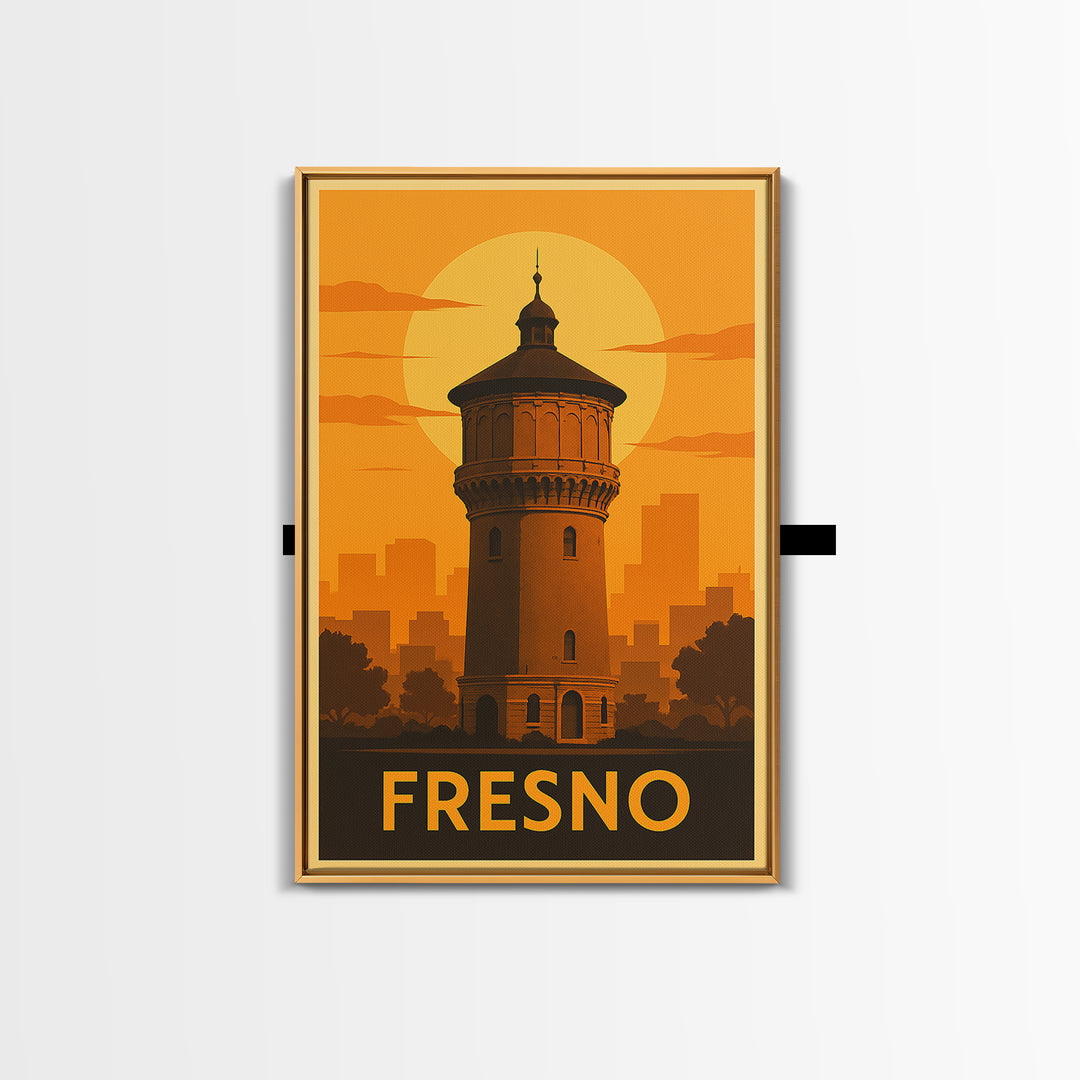 Fresno Travel Poster, Canvas Print, Vintage Deco Wall Art, Fresno City Art, Vintage Travel Print, Vintage Travel Art, Travel Art Print