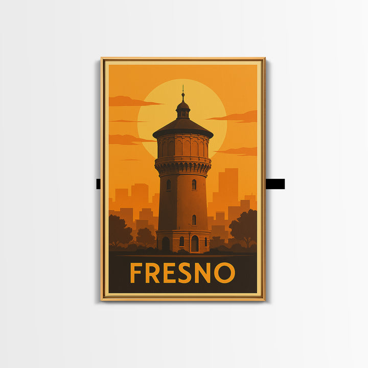 Fresno Travel Poster, Canvas Print, Vintage Deco Wall Art, Fresno City Art, Vintage Travel Print, Vintage Travel Art, Travel Art Print