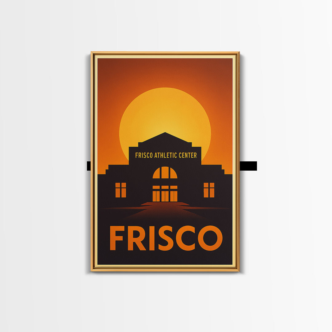 Frisco Travel Poster, Framed Canvas Print, Warm Sunset Silhouette Art, Frisco Art Print, City Travel Prints, Travel Art Print, Wall Art