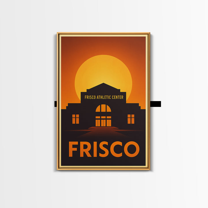 Frisco Travel Poster, Framed Canvas Print, Warm Sunset Silhouette Art, Frisco Art Print, City Travel Prints, Travel Art Print, Wall Art