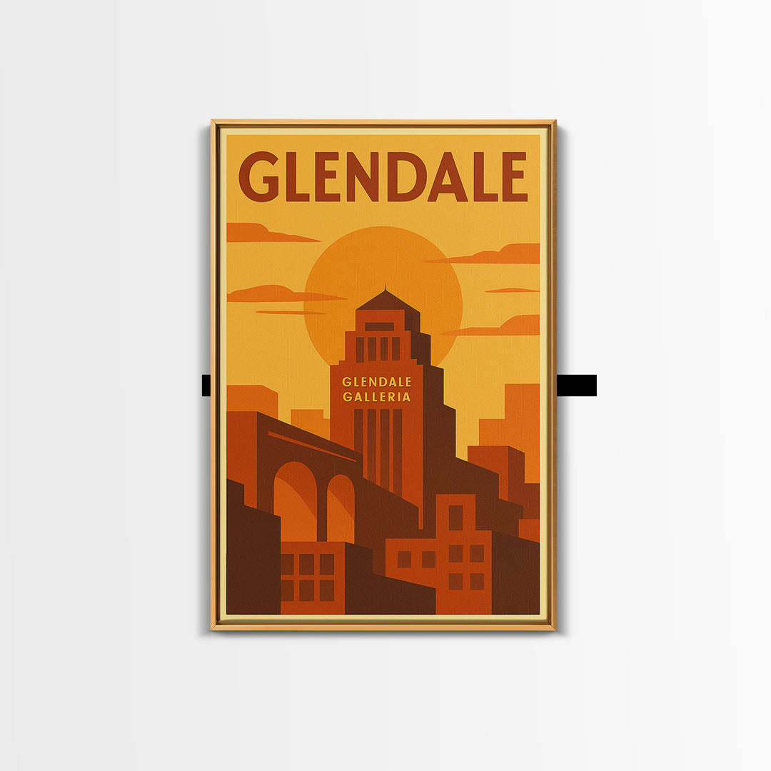 Glendale Travel Poster, Canvas Print, Warm Sunset Silhouette Art, Glendale City Art, Living Room Wall Art, Fine Art Print, Landscape Art