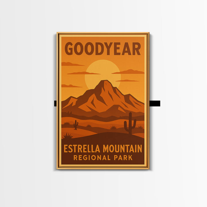 Goodyear Arizona Travel Poster, Canvas Print, Warm Sunset Silhouette Art, Goodyear Poster Print, Vintage City Poster, Retro Travel Print