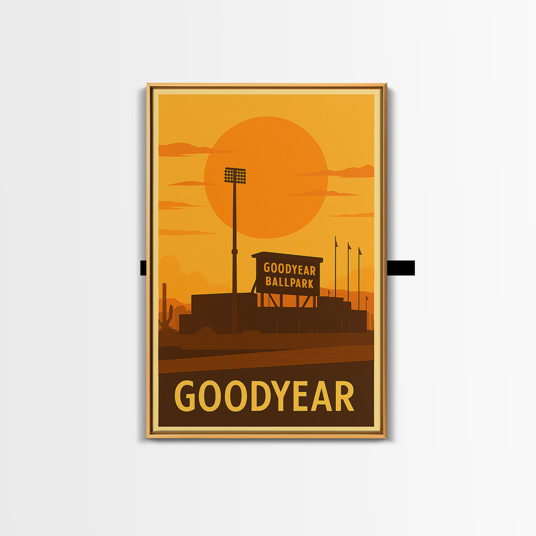 Goodyear Travel Poster, Canvas Print, Golden Travel Poster Art, Goodyear City Art, Travel Poster Art, Retro Travel Print, Home Office Decor