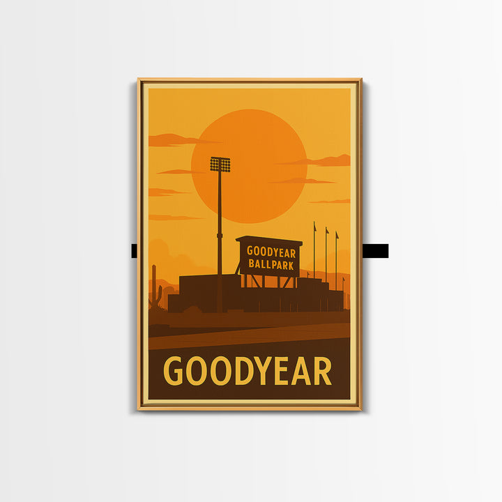 Goodyear Travel Poster, Canvas Print, Golden Travel Poster Art, Goodyear City Art, Travel Poster Art, Retro Travel Print, Home Office Decor