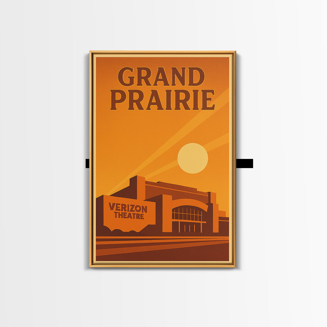 Grand Prairie Texas Travel Poster, Canvas Print, Gold Art Deco Poster Art, Grand Prairie Art Print, City Travel Prints, Wanderlust Decor