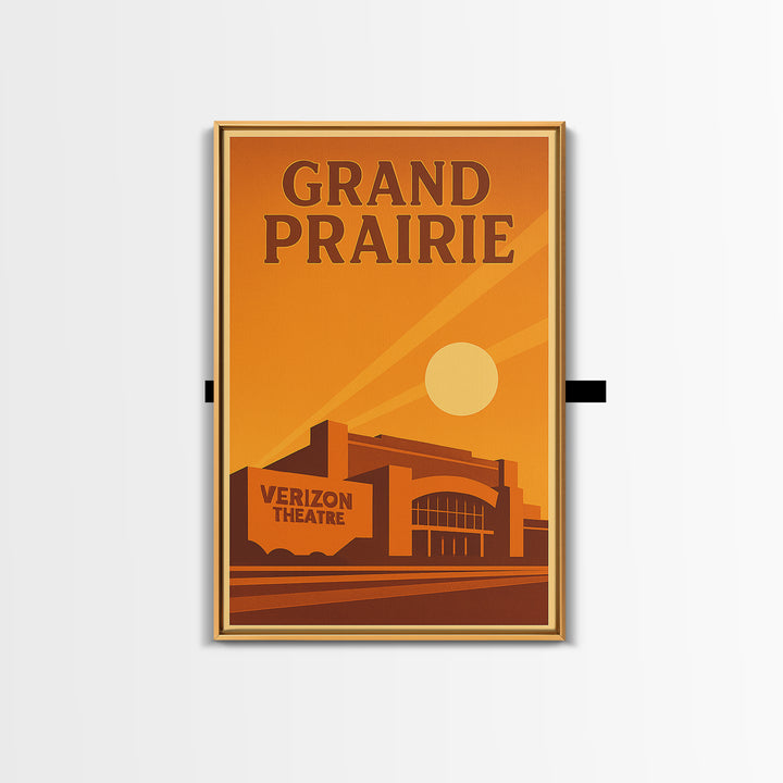 Grand Prairie Texas Travel Poster, Canvas Print, Gold Art Deco Poster Art, Grand Prairie Art Print, City Travel Prints, Wanderlust Decor