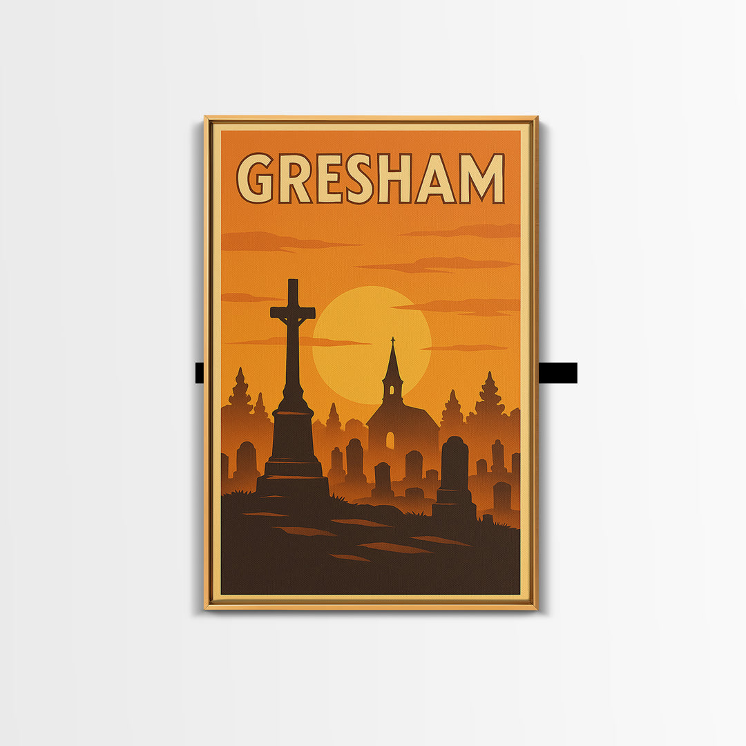 Gresham Oregon Travel Poster, Canvas Print, Golden Travel Poster Art, Gresham Poster Print, Retro Travel Print, Wall Decor, Poster Print