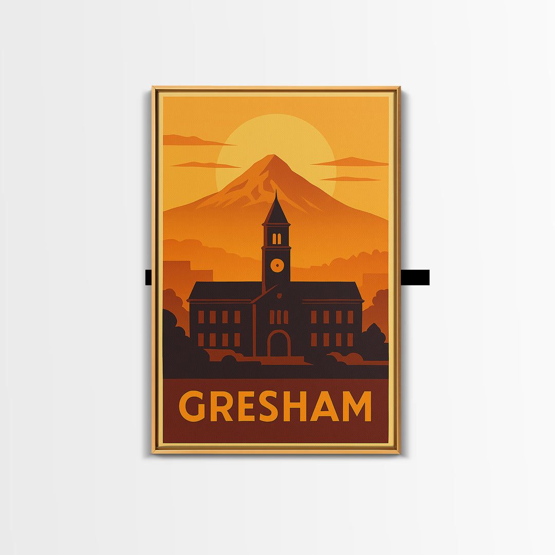 Gresham Travel Poster, Canvas Print, Vintage Deco Wall Art, Gresham Poster Print, City Travel Prints, Vintage City Poster, Travel Wall Art