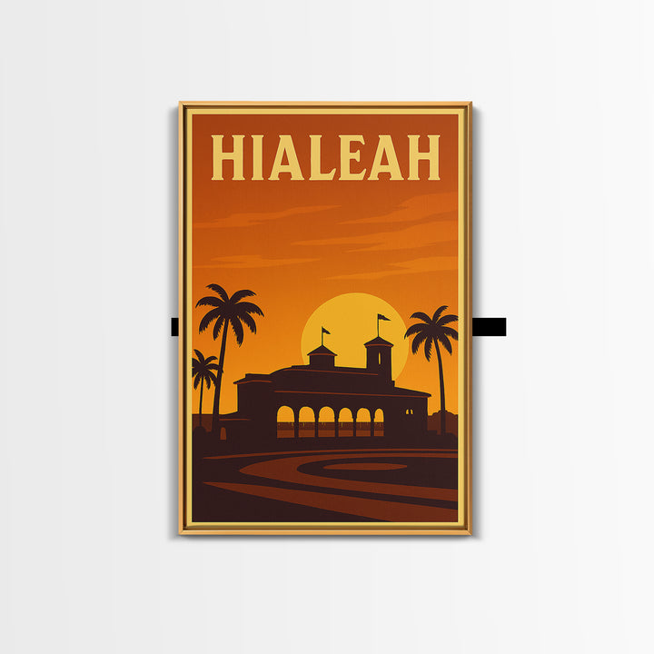 Hialeah Florida Travel Poster, Framed Canvas Print, Gold Art Deco Poster Art, Hialeah Travel Art, Retro Travel Print, Travel Poster Art