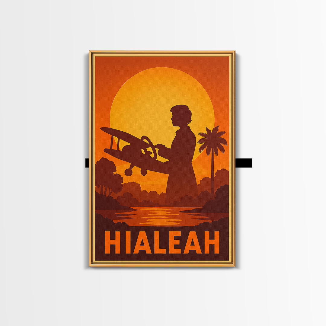 Hialeah Travel Poster, Canvas Print, Golden Travel Poster Art, Hialeah Poster Print, Vintage City Art, Vintage City Poster, Retro Poster