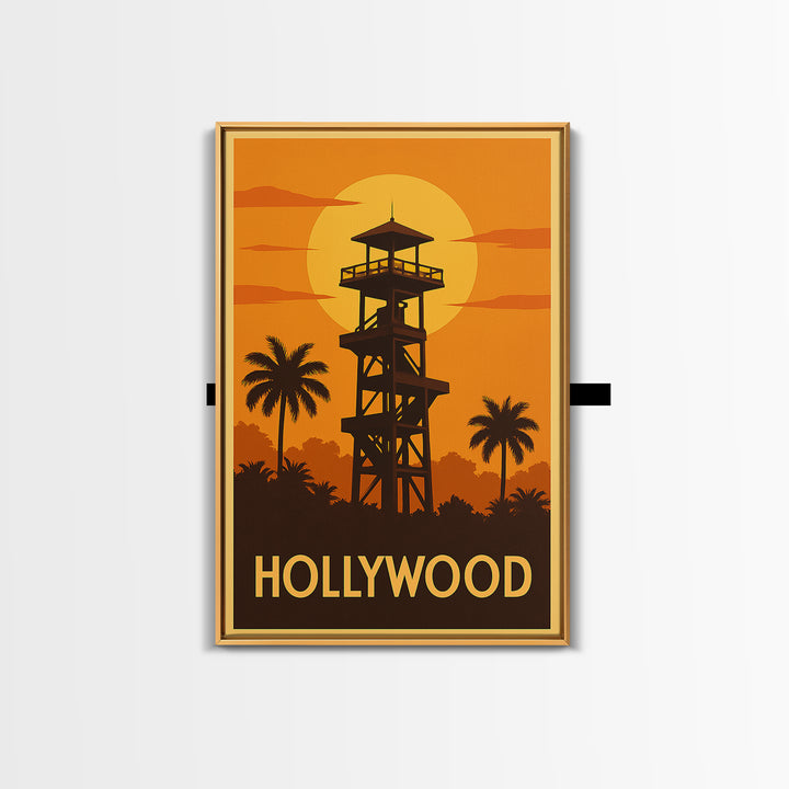 Hollywood Travel Poster, Canvas Print, Vintage Deco Wall Art, Hollywood Poster Print, Fine Art Print, Vintage City Poster, Travel Wall Art