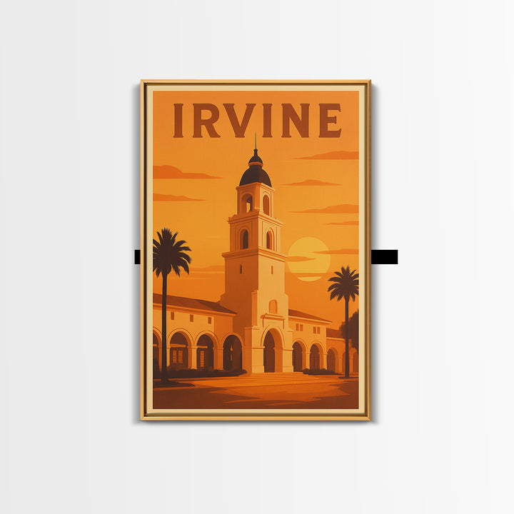 Irvine California Travel Poster, Canvas Print, Golden Poster Art, Irvine Art Print, Vintage City Art, City Art Print, Travel Art Print
