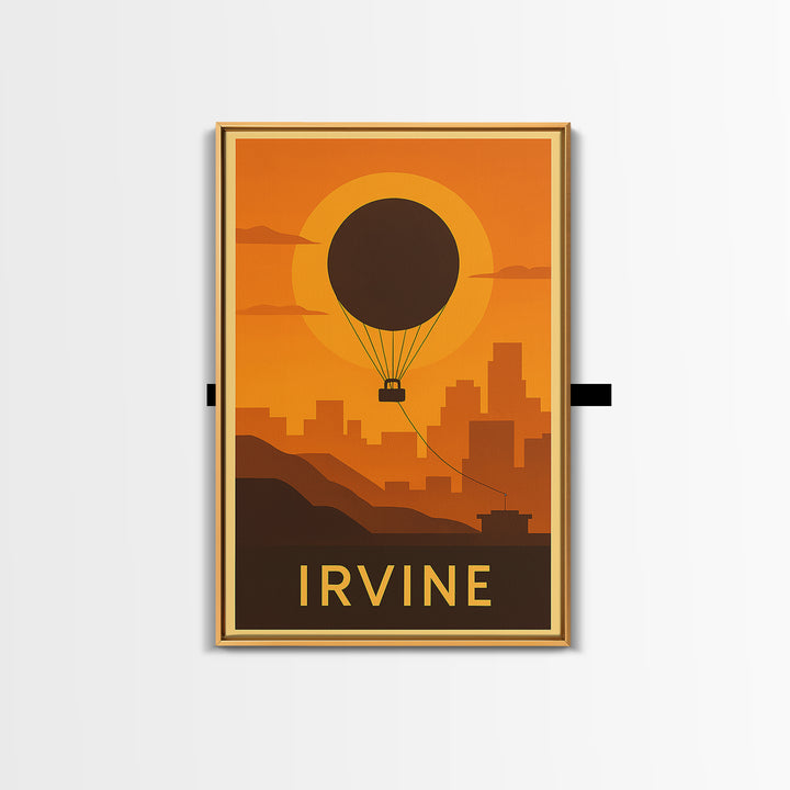 Irvine Travel Poster, Canvas Print, Golden Travel Poster Art, Irvine Poster Print, Watercolor Cityscape, Mid Century Wall Art, Design 2