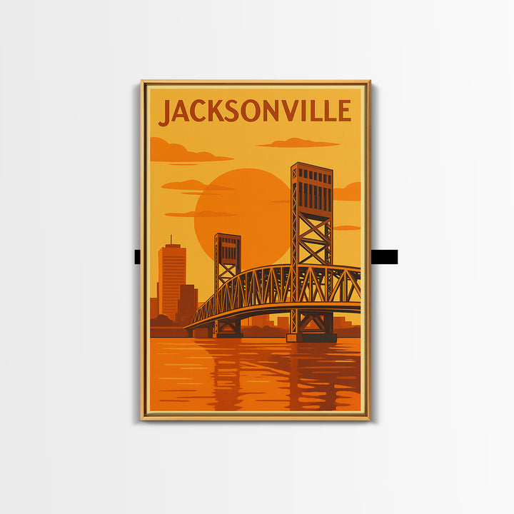 Jacksonville Florida Travel Poster, Canvas Print, Vintage Deco Wall Art, Jacksonville Art Print, Travel Poster Art, Living Room Wall Art