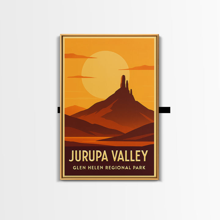 Jurupa Valley Travel Poster, Framed Canvas Print, Warm Sunset Silhouette Art, Jurupa Valley Art Print, Gift For Travelers, Vintage Print