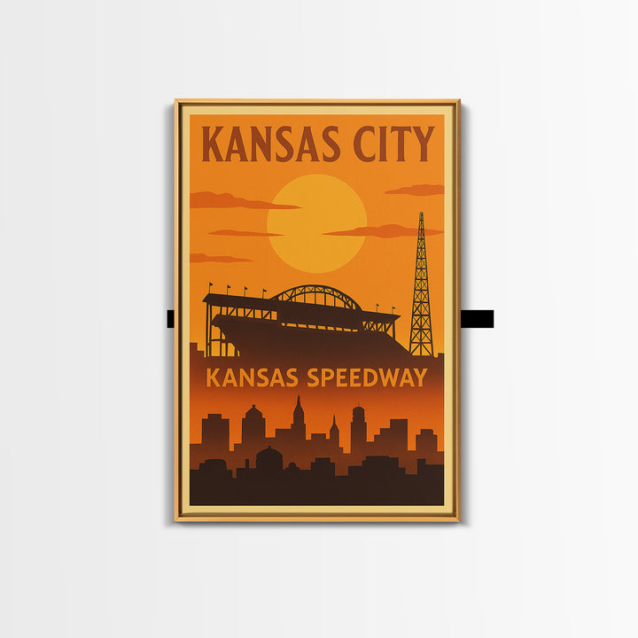 Kansas City Travel Poster, Framed Canvas Print, Vintage Deco Wall Art, Kansas City City Art, Living Room Wall Art, Mid Century Wall Art