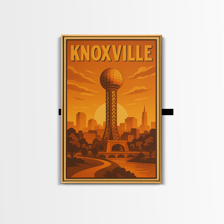 Knoxville Tennessee Travel Poster, Canvas Print, Gold Art Deco Poster Art, Knoxville City Art, City Illustration, Fine Art Print, Wall Decor