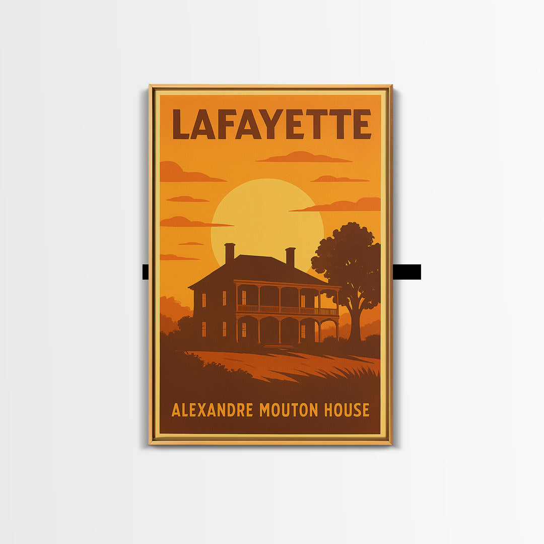 Lafayette Louisiana Travel Poster, Canvas Print, Golden Travel Poster Art, Lafayette Poster Print, Vintage City Art, Vintage City Poster