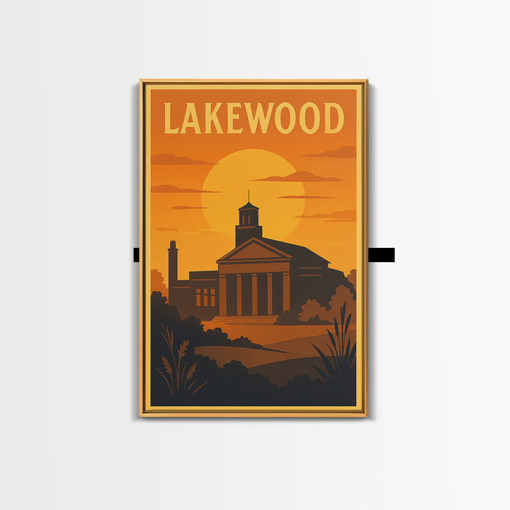 Lakewood Travel Poster, Canvas Print, Golden Travel Poster Art, Lakewood City Art, Modern Wall Decor, Home Office Decor, Fine Art Print