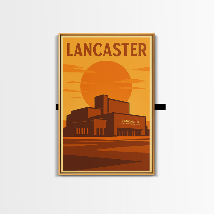 Lancaster California Travel Poster, Canvas Print, Warm Sunset Silhouette Art, Lancaster Wall Art, Travel Wall Art, Travel Poster Set