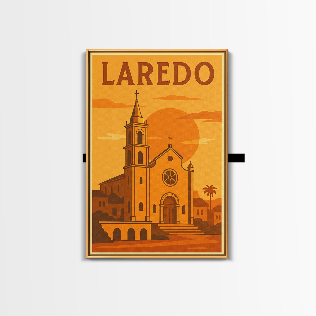 Laredo Texas Travel Poster, Canvas Print, Golden Travel Poster Art, Laredo Poster Print, Vintage Travel Art, Fine Art Print, Art Print