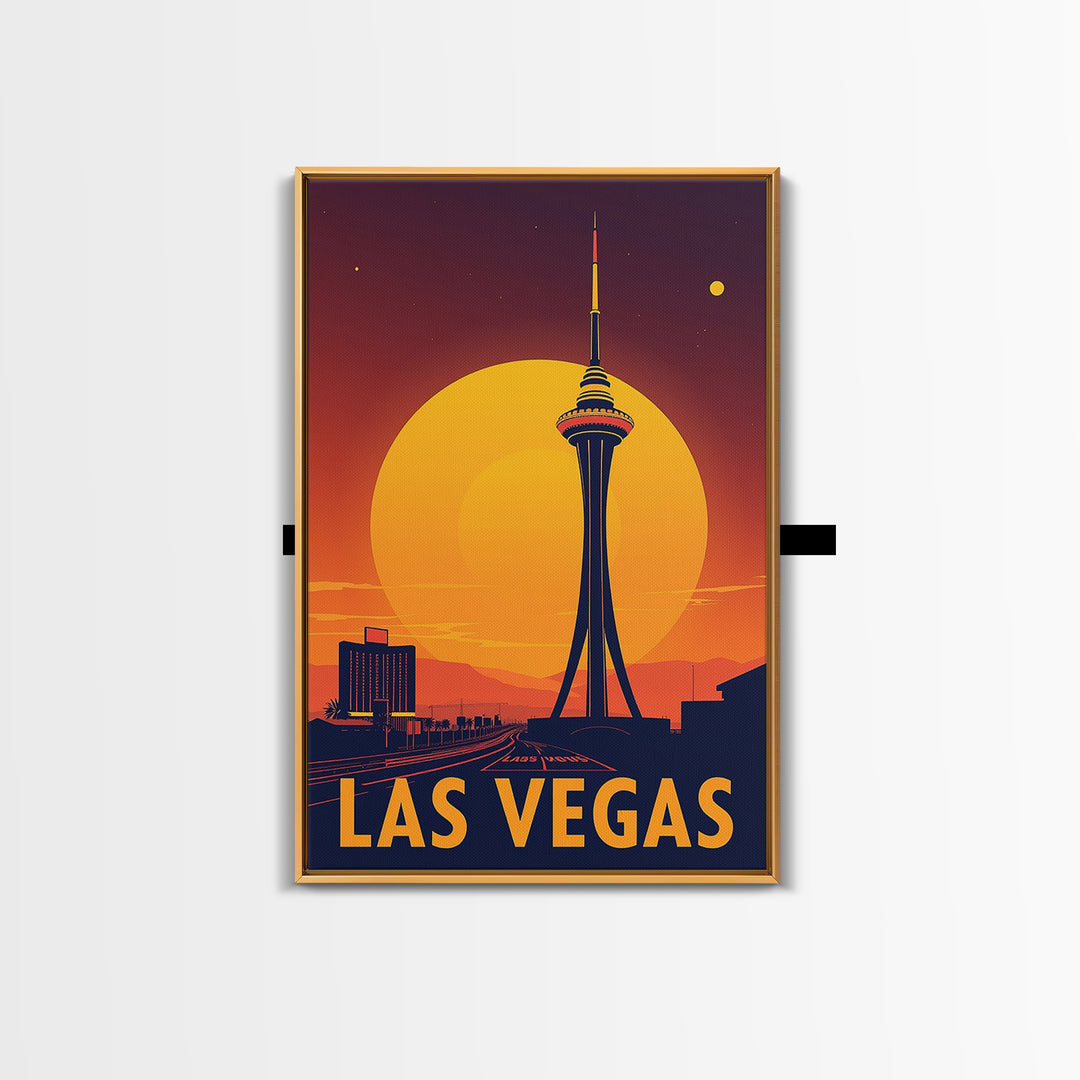 Las Vegas Nevada Travel Poster, Canvas Print, Warm Sunset Silhouette Art, Las Vegas Poster Print, City Travel Prints, Travel Art Print