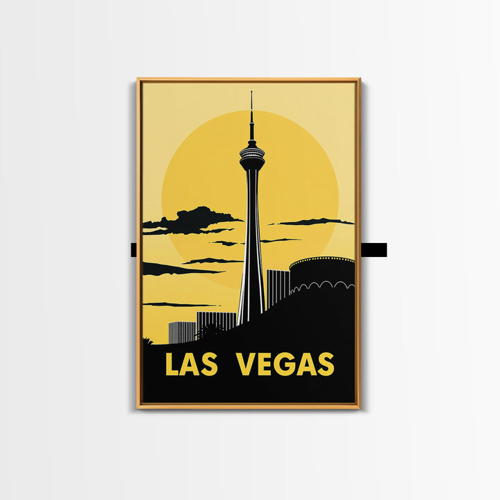 Las Vegas Travel Poster, Canvas Print, Golden Travel Poster Art, Las Vegas Wall Art, Fine Art Print, Living Room Wall Art, Home Decor