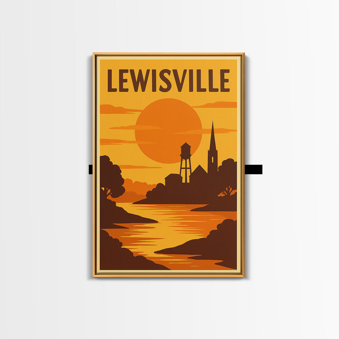 Lewisville Texas Travel Poster, Canvas Print, Vintage Deco Wall Art, Lewisville Wall Art, Travel Poster Set, Travel Prints, Travel Wall Art