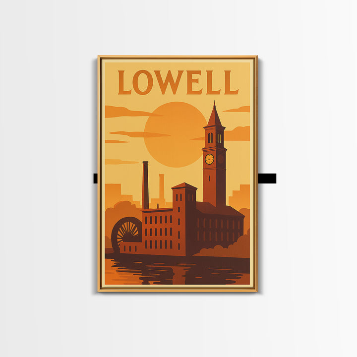 Lowell Massachusetts Travel Poster, Canvas Print, Vintage Deco Wall Art, Lowell Wall Art, Travel Poster Art, Wall Art, City Art Print