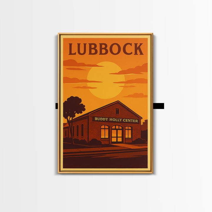 Lubbock Texas Travel Poster, Canvas Print, Vintage Deco Wall Art, Lubbock Art Print, Vintage Travel Art, City Art Print, City Illustration