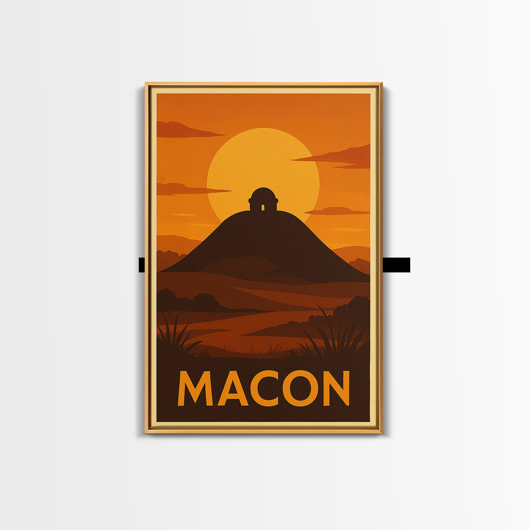 Macon Travel Poster, Canvas Print, Golden Travel Poster Art, Macon Wall Art, Modern Wall Decor, Fine Art Print, Travel Art Print