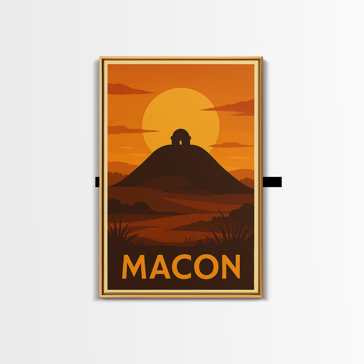 Macon Travel Poster, Canvas Print, Golden Travel Poster Art, Macon Wall Art, Modern Wall Decor, Fine Art Print, Travel Art Print